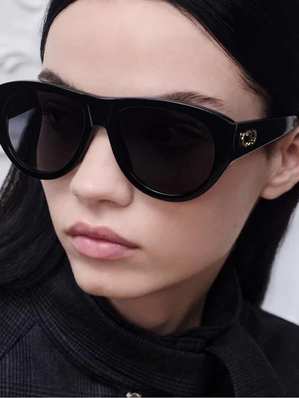 Dior Black Sunglasses with Gold Logo Accents
